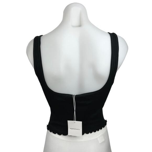 NEW Organicbasics Women's Black Sleeveless Square Neck Blouse Tank Top Sz M - Picture 2 of 4